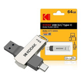 Pendrive 64gb Kodak Usb 3.2 Tipo C K273 Metal