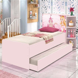 Cama Solteiro Personagem Princesas Rosa C/ Auxiliar Liz Fg