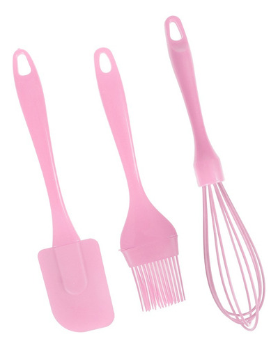 Kit Cozinha Utensílios 3 Peças Silicone Fue Pincel Confeitei