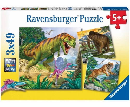 3 Rompecabezas Prehistoricos 49 Pz Ravensburger Dinosaurios