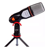Microfone Condensador De Mesa P2 Tripe Gravação Pc Bm888
