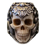 Rt Anillo Vintage Calavera Punk Gótico Ajustable Hombres