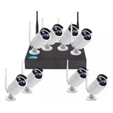 Kit 8 Cámaras Hd Dvr Cctv Monitoreo Inalámbrico