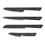 Set X4 Cuchillo Negro Design Chef Trinchador Pan Utilitario