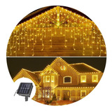 Luces Cascada Solar 6mt 200led Guirnalda Decorativa Exterior