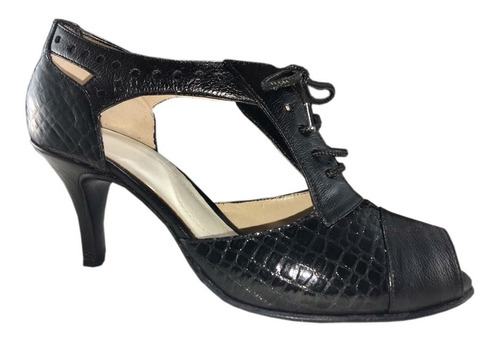 Zapato De Baile Tango Salsa Fiesta Botita Negro Taco 6,5 Cm