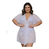 Saída De Praia Vestido Curto Canga Manga Kimono Plus Size