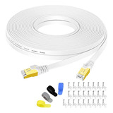 Cable Ethernet Cat 7 Blindado 50 Ft Blanco (alta Velocidad)