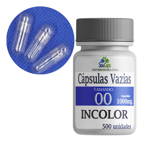 500 - Cápsulas Vazias De Gelatina Incolor Nº 00 (1000mg)