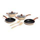 Set Batería Cocina 6 Piezas Antiadherente 2 Utensilios Carol