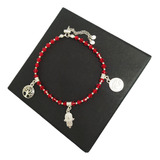 Pulsera Plata Fina Y Cristal Swarovski® Protección Con Dijes