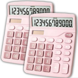 Kit 2 Calculadora 12 Dígitos Rosa Teclas Grandes Balcão 