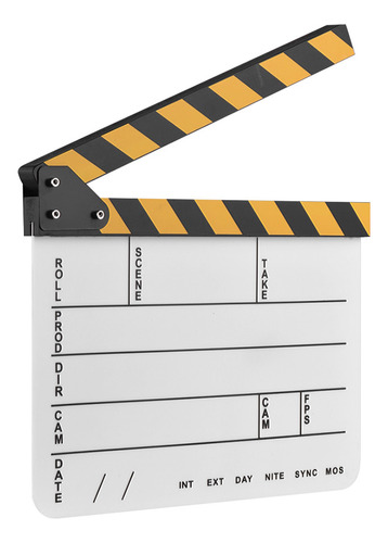 Scene Clapper Slate White Stick, Amarillo/negro Con Película