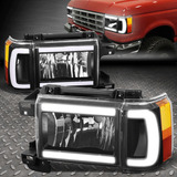 Ford F-150 F150 Bronco 1987-1991 Par Faros Negros Led