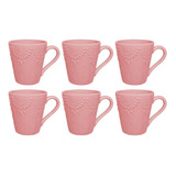 Juego De Tazas De Ceramica X6 Mug Oxford Dallas Taza Rosa