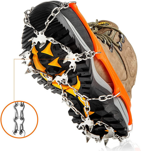 Crampones Con Clavos Inox. Para Nieve O Hielo. Naranja - L