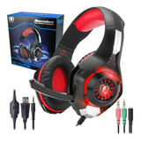 Audifonos Diadema Gamer Gm-1 Led Ps4 Xbox One S, X Pc Laptop Color Rojo