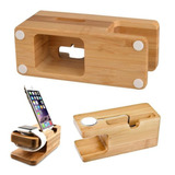 Estación De Carga Ange Bamboo Wood Para Apple Watch iPhone