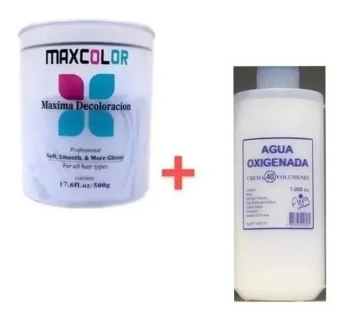 Pack Polvo Decolorante 500g Max+ Agua Flora + Papel + Brocha