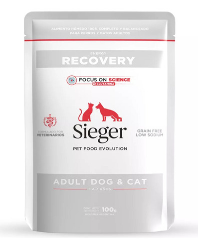Alimento Sieger Recovery Dog & Cat Pouch X 100g X 24 Unidad