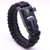 Pulsera Supervivencia Paracord Pedernal Brújula Silbato 5en1