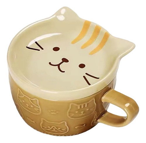 Taza Diseño De Gato Con Base Tazón Gatito Kawaii Cerámica