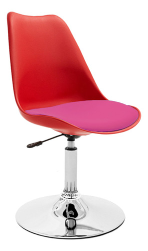 Silla Tulip Eames Para Escritorio Con Base Fija Newmo Roja De Asiento Fucsia