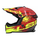 Casco Cross Enduro Moto Ls2 Fast Gator Rojo Blanco Ff437 Um