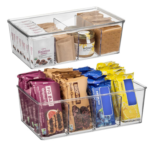 Plastic Pantry Organization And Storage Bins With Dividers &