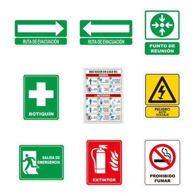 Kit De 9 Señales Protección Civil Seguridad,autoadhesivo Color Mezcla de colores | Meses sin interés