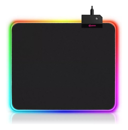 Mouse Pad Gamer Led Rgb 7 Cores 350x250mm Cor Preto Com Bordas Rgb