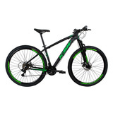 Bicicleta Aro 29 Ksw Xlt 2019 Alum Câmbios Shimano 21v Disco Cor Preto/verde Tamanho Do Quadro 17