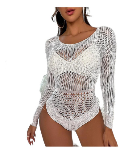 Body Manga Larga Con Strass Brillos Importado Cuello Cerrado