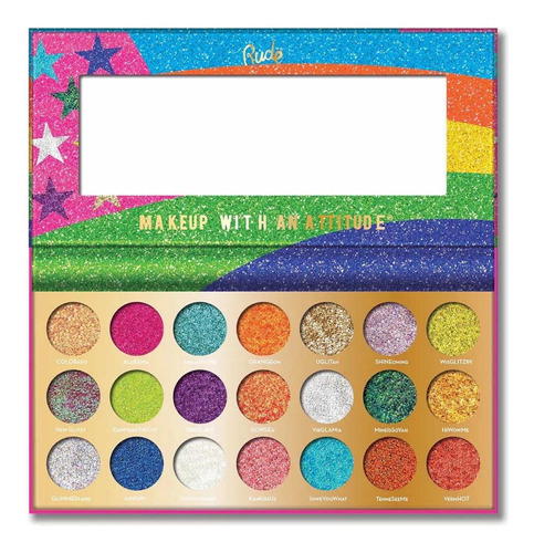 Paleta De Sombras Brillantes Rude United Shades Of Glitter Rude Cosmetics