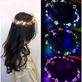 Cintillo Diadema Corona De Flores Estilo Romántico Luz Led