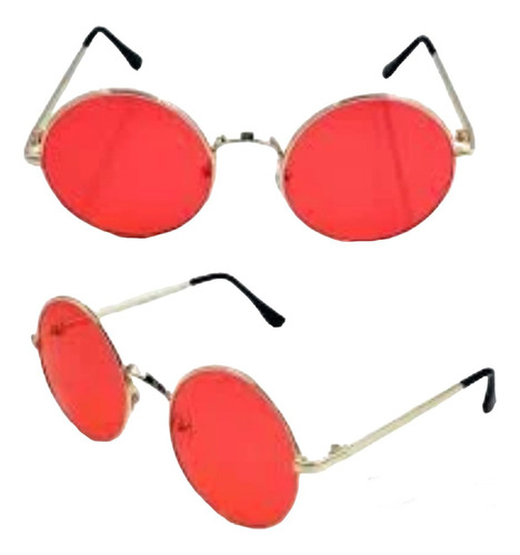 Óculos Redondo Retro Festa Hippie Circulo Lente Color 