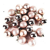 24 Esferas Mini Navideñas Rose Gold Oro Rosa 2cm Bolas Pvc