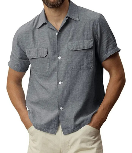 Camisa De Manga Corta Cuban Camp Guayabera Para Hombre, De L