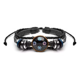 Pulsera Hombre Pulsera Gamer Dije Joystick De Cuero Genuino