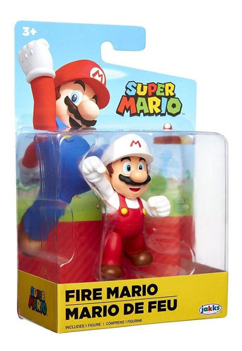 Super Mario - Boneco 2.5 Pol Colecionável - Mario De Fogo