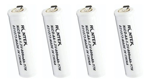 Bat. Aa 600mah C/ Terminais Rontek 1,2v (kit C/4 Peças)