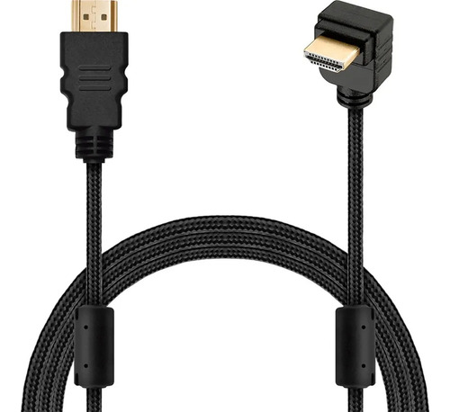 2 Cabo Hdmi L 90 Graus Blindado Dourado 2 Metros Full Hd