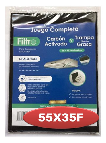 Filtro Fibra Carbón + Trampa Para Grasa Campana Challenger