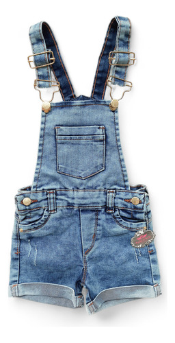 Roupa Infantil Jardineira Macacão Jeans Destroyed Menina 