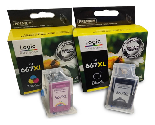 Pack 2 Cartuchos 667xl Negro + Color Para Hp Deskjet Ia 2374