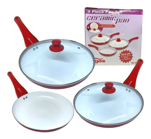 Juego Pan Set X 5 Piezas Sartenes Cerámica Antiadherente