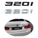 Emblema Carro Bmw 320i Traseiro Adesivo 3d Cromado Preto