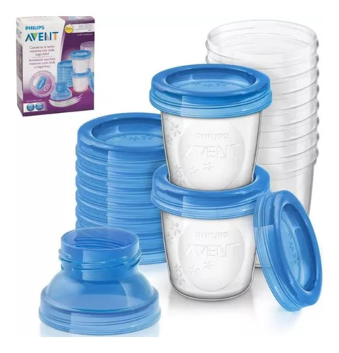 Kit Avent 10 Copos Armazenamento Leite Materno C/ Tampa