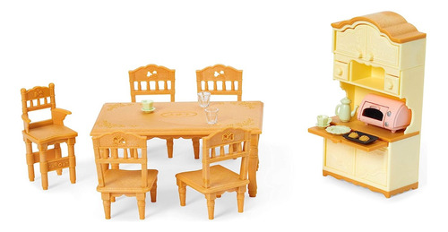 Juego De Comedor Calico Critters Sylvanian Family B4u