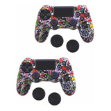 Par Funda Protectora Silicon+regalo 4 Stick Para Control Ps4